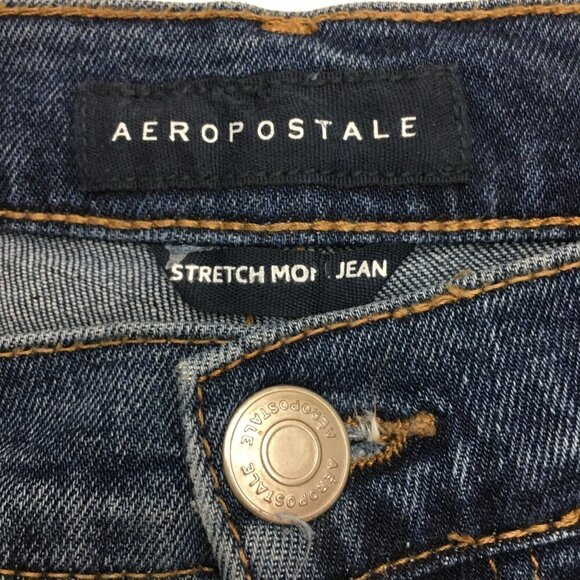 Aeropostale Women's Mom Jeans Distressed Stretch Dark Wash size 6 length 28" - Picture 7 of 11